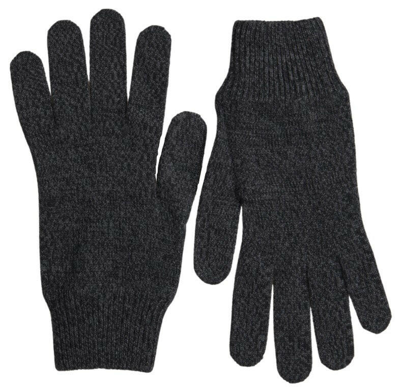 Dolce & Gabbana Gray Virgin Wool Knit Hands Mitten Men Gloves - - Dolce & Gabbana.
