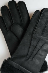 Dolce & Gabbana Black Leather Fur Short Hands Mitten Men Gloves -   -  Dolce & Gabbana.