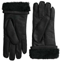 Dolce & Gabbana Black Leather Fur Short Hands Mitten Men Gloves -   -  Dolce & Gabbana.