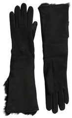 Dolce & Gabbana Black Leather Fur Elbow Length Gloves -   -  Dolce & Gabbana.