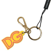 Dolce & Gabbana Yellow Rubber DG Logo Gold Brass Metal Keyring Keychain -   -  Dolce & Gabbana.