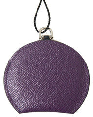 Dolce & Gabbana Purple Calfskin Leather Round Hand Mirror Holder -   -  Dolce & Gabbana.