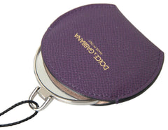 Dolce & Gabbana Purple Calfskin Leather Round Hand Mirror Holder -   -  Dolce & Gabbana.