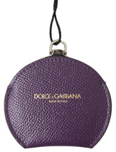 Dolce & Gabbana Purple Calfskin Leather Round Hand Mirror Holder -   -  Dolce & Gabbana.