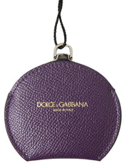 Dolce & Gabbana Purple Calfskin Leather Round Hand Mirror Holder -   -  Dolce & Gabbana.