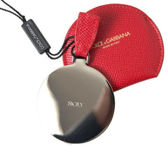 Dolce & Gabbana Red Calfskin Leather Hand Mirror Holder -   -  Dolce & Gabbana.
