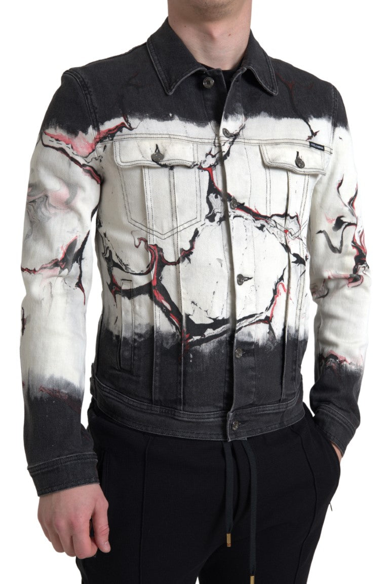 Dolce & Gabbana Multicolor Cotton Collared Denim Jacket -   -  Dolce & Gabbana.