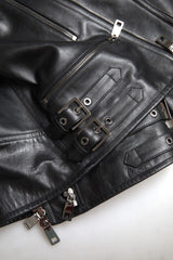 Dolce & Gabbana Black Leather Zipper Coat Men Jacket -   -  Dolce & Gabbana.