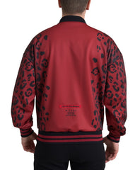 Dolce & Gabbana Red Leopard Polyester Bomber Full Zip  Jacket -   -  Dolce & Gabbana.