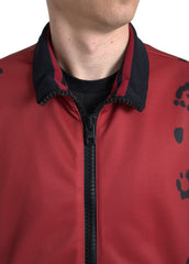 Dolce & Gabbana Red Leopard Polyester Bomber Full Zip  Jacket -   -  Dolce & Gabbana.