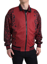 Dolce & Gabbana Red Leopard Polyester Bomber Full Zip  Jacket -   -  Dolce & Gabbana.