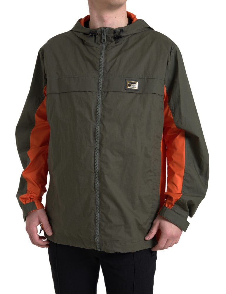 Dolce & Gabbana Green Orange Hooded Cotton Full Zip Jacket -   -  Dolce & Gabbana.