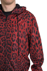 Dolce & Gabbana Red Leopard Hooded Bomber Full Zip Jacket - - Dolce & Gabbana.