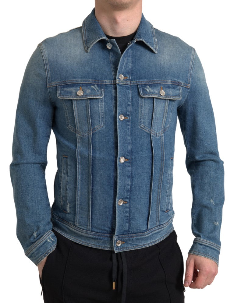 Dolce & Gabbana Blue Washed Cotton Stretch Denim Men Jacket -   -  Dolce & Gabbana.