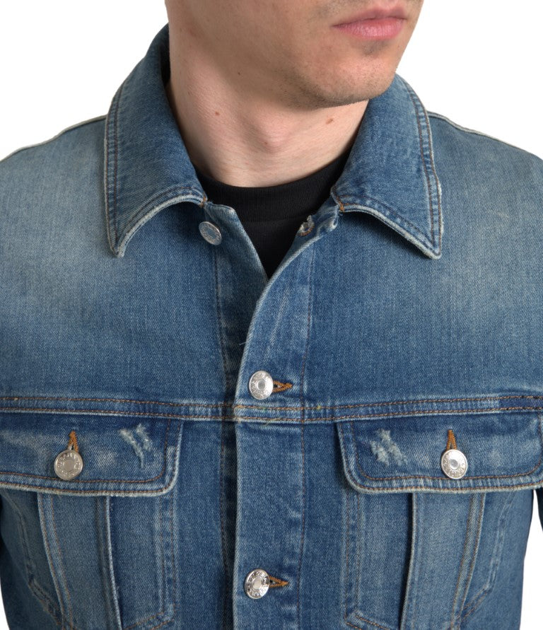 Dolce & Gabbana Blue Washed Cotton Stretch Denim Men Jacket -   -  Dolce & Gabbana. Dolce & Gabbana Blue Washed Cotton Stretch Denim Men Jacket -   -  Dolce & Gabbana.