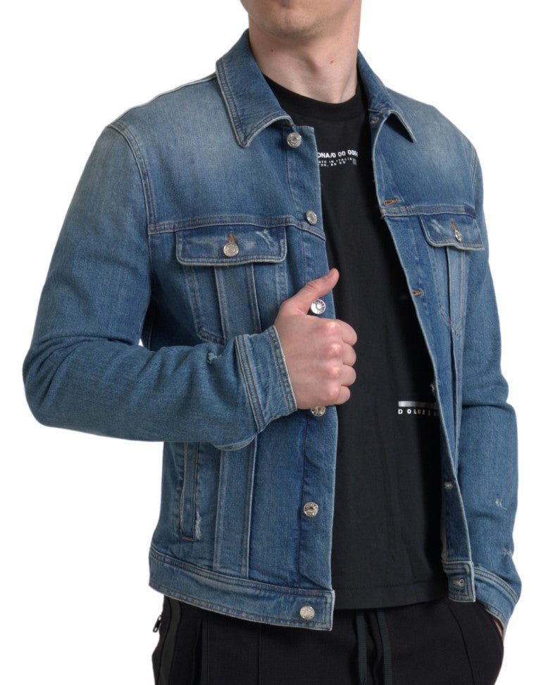 Dolce & Gabbana Blue Washed Cotton Stretch Denim Men Jacket -   -  Dolce & Gabbana. Dolce & Gabbana Blue Washed Cotton Stretch Denim Men Jacket -   -  Dolce & Gabbana.