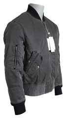 MM6 Maison Margiela Gray Bomber Zipper Pocket Sleeves Jacket -   -  MM6 Maison Margiela.