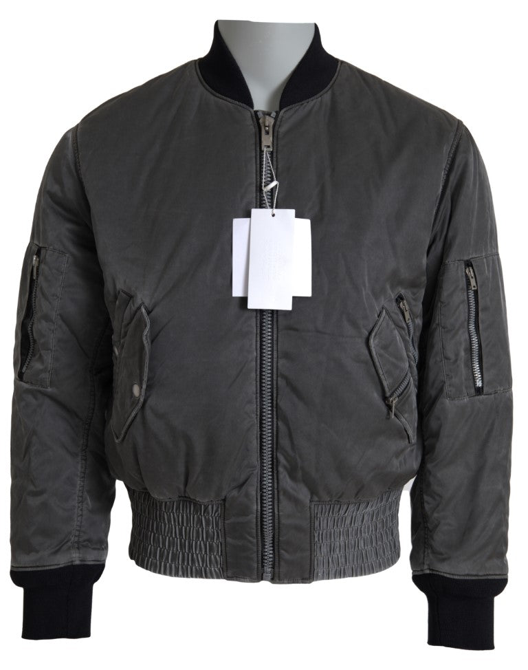 MM6 Maison Margiela Gray Bomber Zipper Pocket Sleeves Jacket -   -  MM6 Maison Margiela.