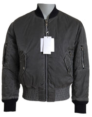 MM6 Maison Margiela Gray Bomber Zipper Pocket Sleeves Jacket -   -  MM6 Maison Margiela.