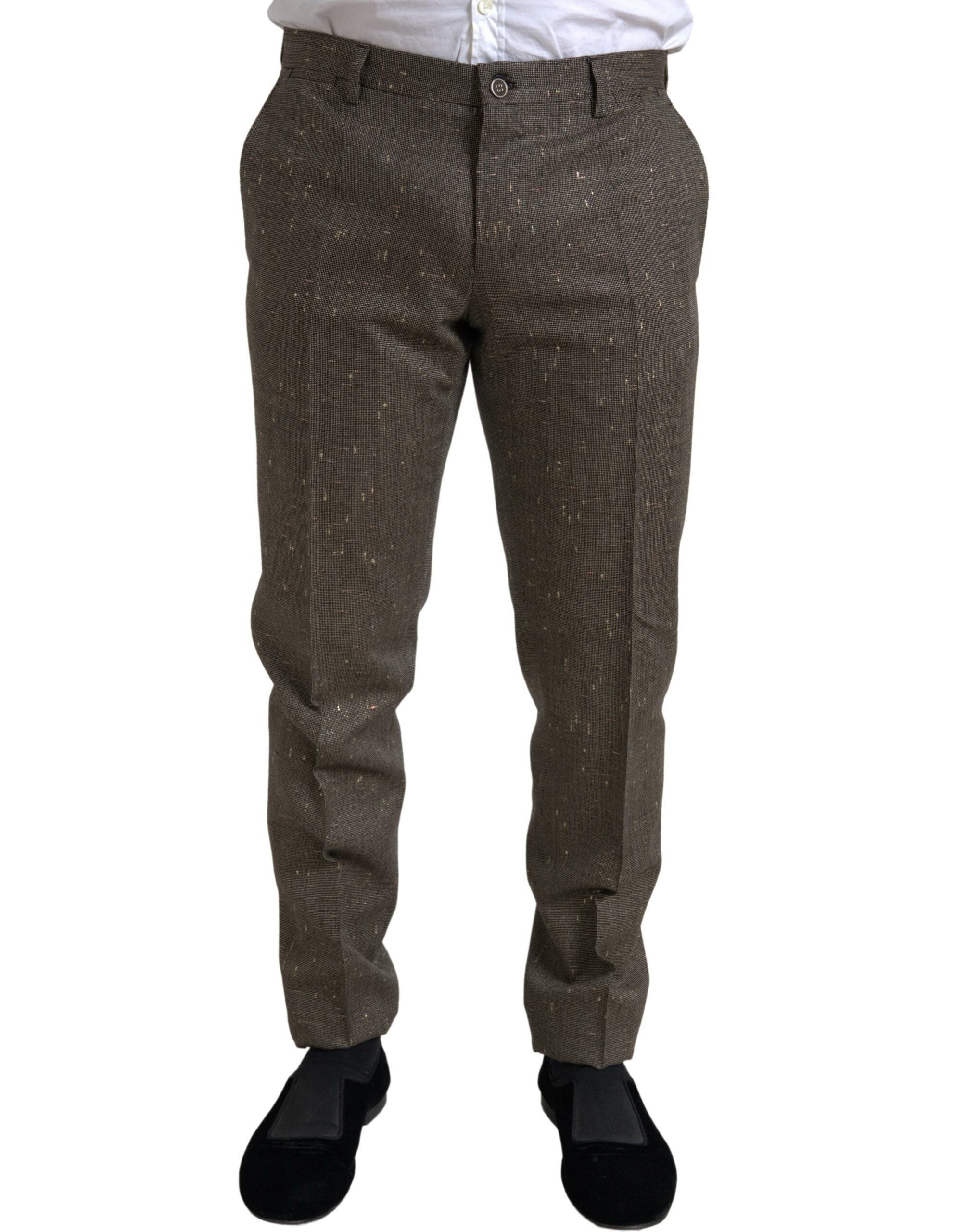 Dolce & Gabbana Brown Wool Dress Skinny Men Trouser Pants -   -  Dolce & Gabbana.