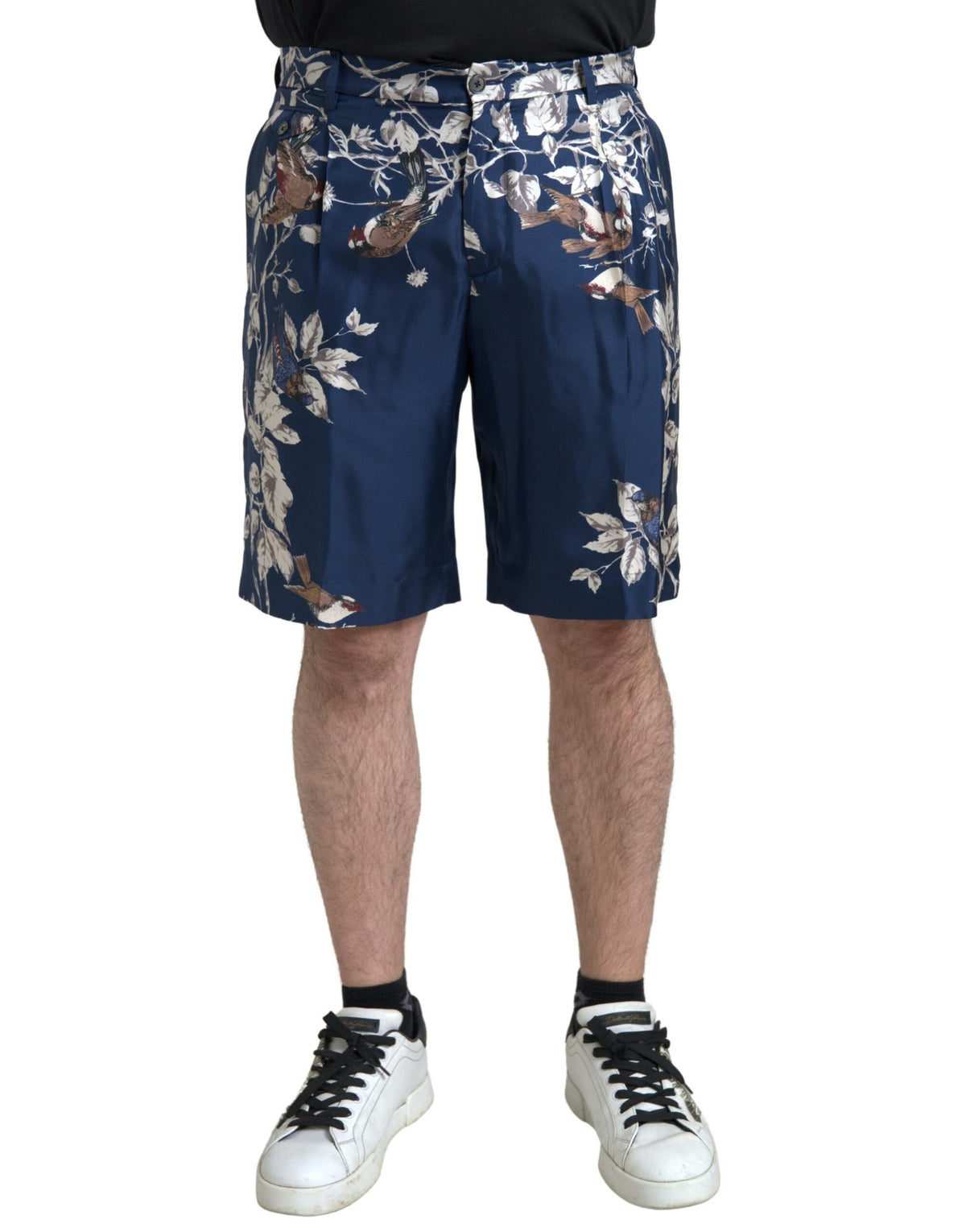 Dolce & Gabbana Blue Floral Print Silk Men Bermuda Shorts -   -  Dolce & Gabbana.