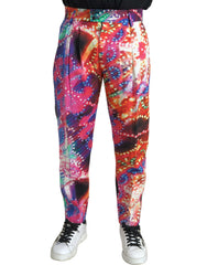 Dolce & Gabbana Multicolor Printed Linen Men Trouser Pants -   -  Dolce & Gabbana.