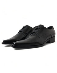 Dolce & Gabbana Black Leather Lace Up Formal Flats Shoes -   -  Dolce & Gabbana.