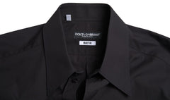 Dolce & Gabbana Black Cotton Men Long Sleeves MARTINI Shirt -   -  Dolce & Gabbana.