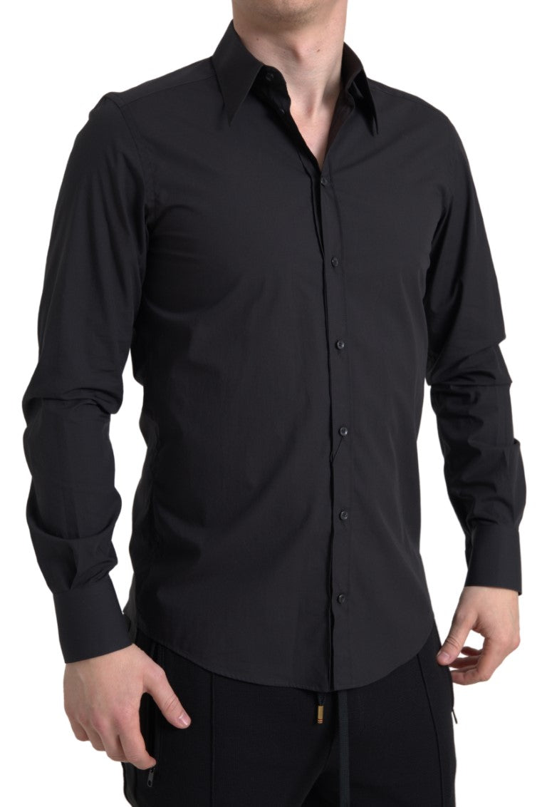 Dolce & Gabbana Black Cotton Men Long Sleeves MARTINI Shirt -   -  Dolce & Gabbana.