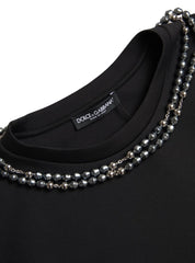 Dolce & Gabbana Black Necklace Embellished Polyester T-shirt -   -  Dolce & Gabbana.