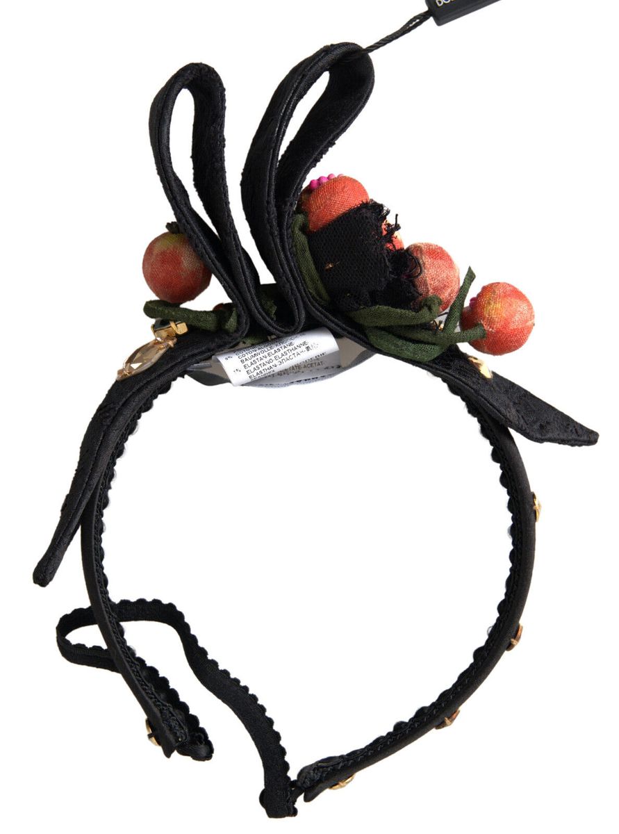 Dolce & Gabbana Black with multicolor Fig Fruit Crystal Tiara Diadem Headband Dolce & Gabbana Black with multicolor Fig Fruit Crystal Tiara Diadem Headband