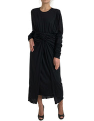 Dolce & Gabbana Black Wool Wrap Sheath Midi Gown Dress -   -  Dolce & Gabbana.