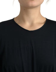 Dolce & Gabbana Black Wool Wrap Sheath Midi Gown Dress -   -  Dolce & Gabbana.