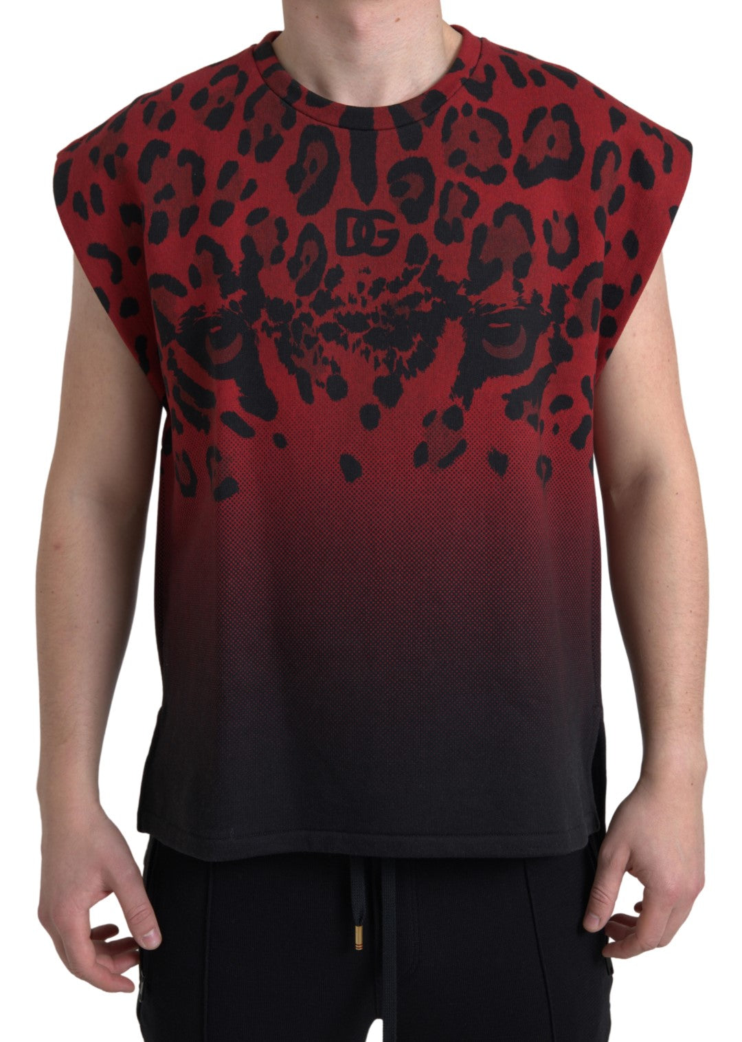Dolce & Gabbana Red Leopard Cotton Sleeveless Tank T-shirt -   -  Dolce & Gabbana.