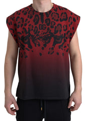 Dolce & Gabbana Red Leopard Cotton Sleeveless Tank T-shirt -   -  Dolce & Gabbana.