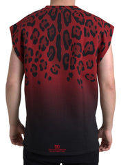 Dolce & Gabbana Red Leopard Cotton Sleeveless Tank T-shirt -   -  Dolce & Gabbana.