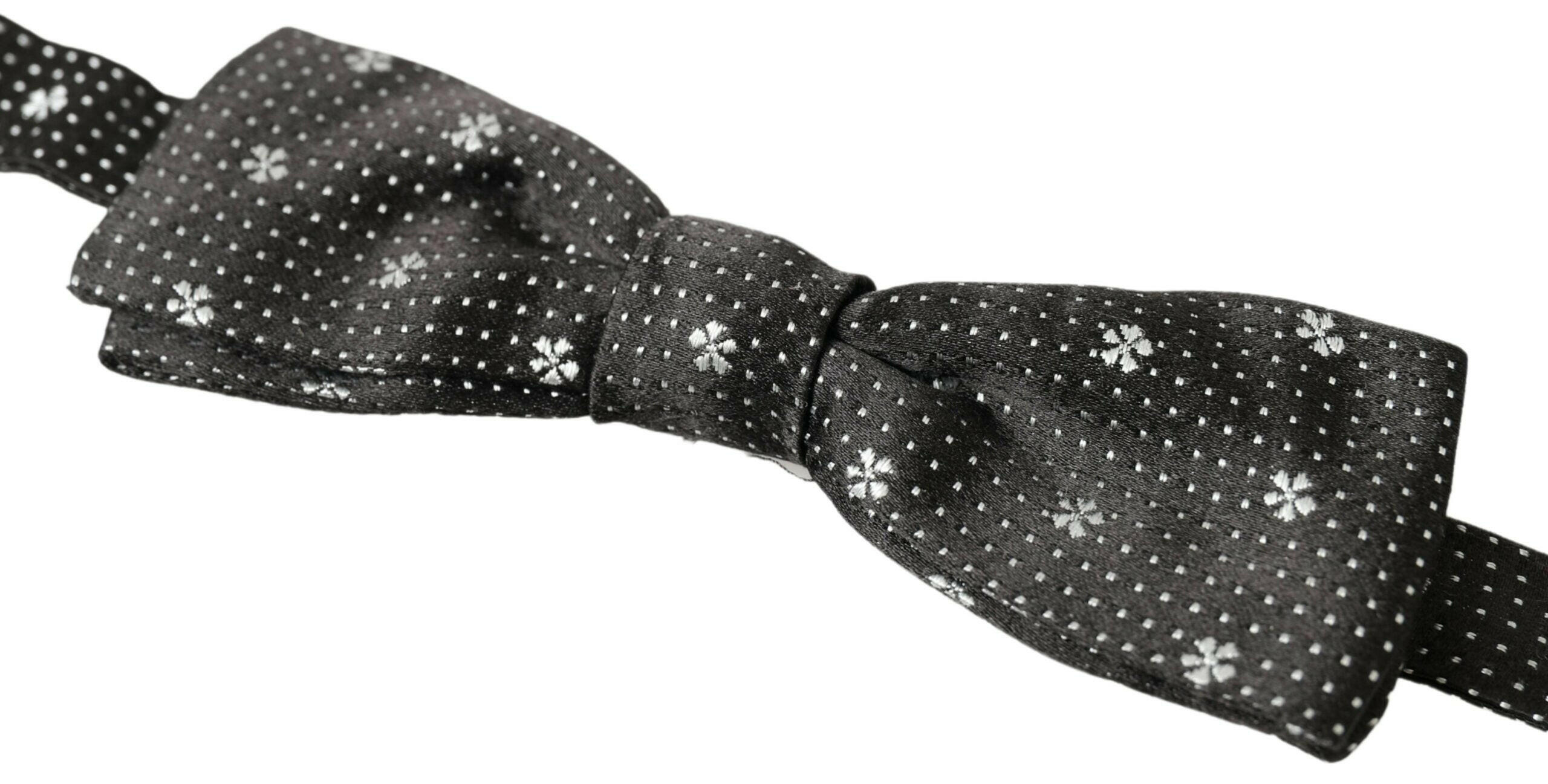 Dolce & Gabbana Black Patterned Silk Adjustable Men Neck Papillon Bow Tie -  Neckties, Men -  Dolce & Gabbana. Dolce & Gabbana Black Patterned Silk Adjustable Men Neck Papillon Bow Tie -  Neckties, Men -  Dolce & Gabbana.
