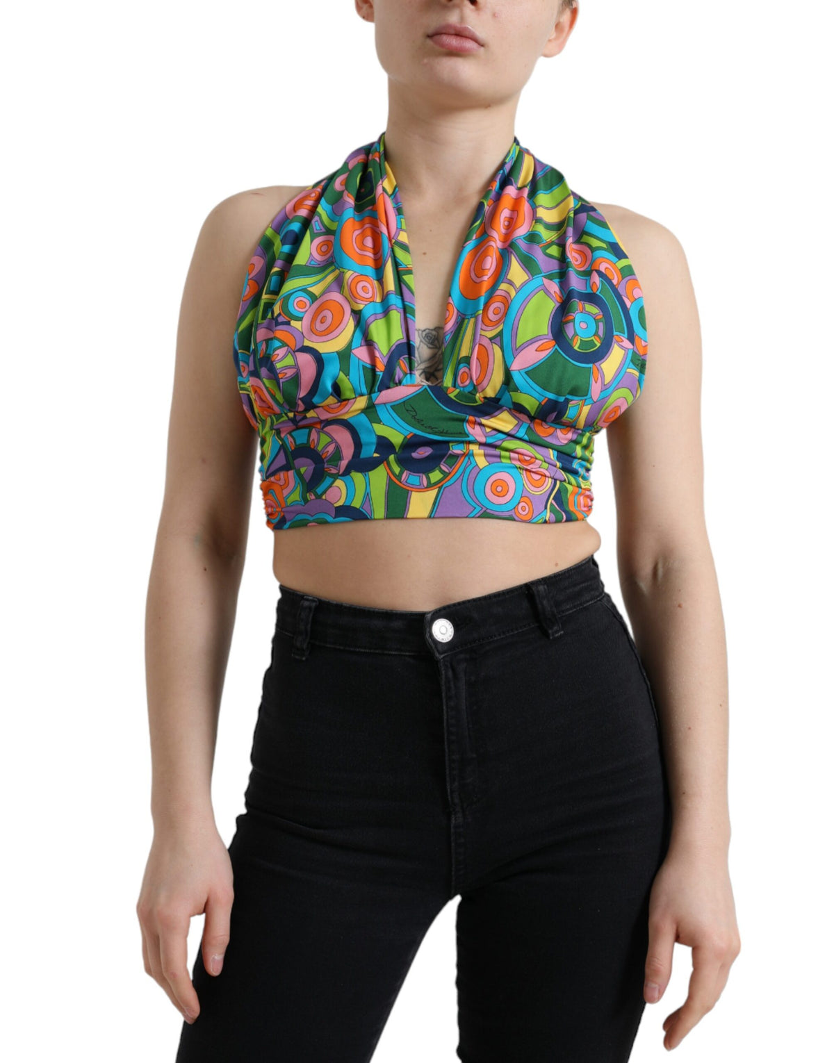 Dolce & Gabbana Multicolor Halter Sleeveless Cropped Tank Top -   -  Dolce & Gabbana.