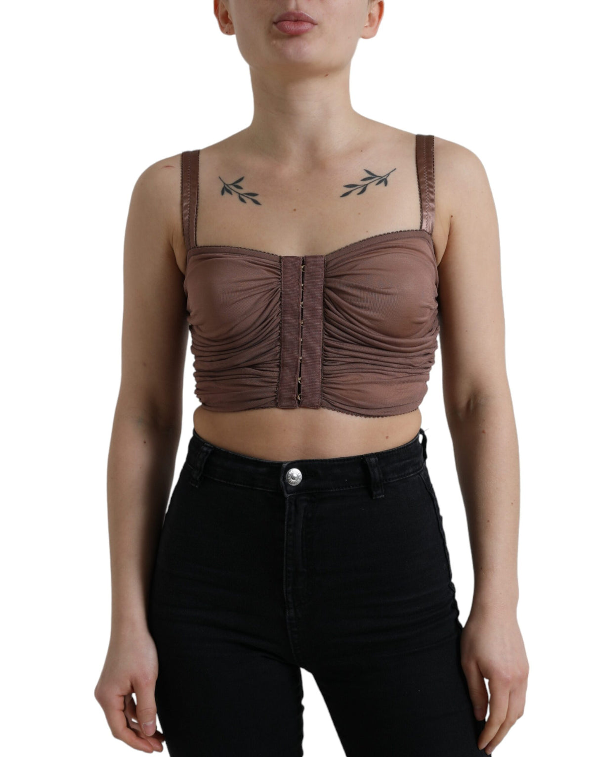 Dolce & Gabbana Brown Viscose Bustier Sleeveless Cropped Top -   -  Dolce & Gabbana.