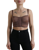 Dolce & Gabbana Brown Viscose Bustier Sleeveless Cropped Top -   -  Dolce & Gabbana.