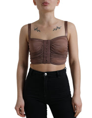 Dolce & Gabbana Brown Viscose Bustier Sleeveless Cropped Top -   -  Dolce & Gabbana.