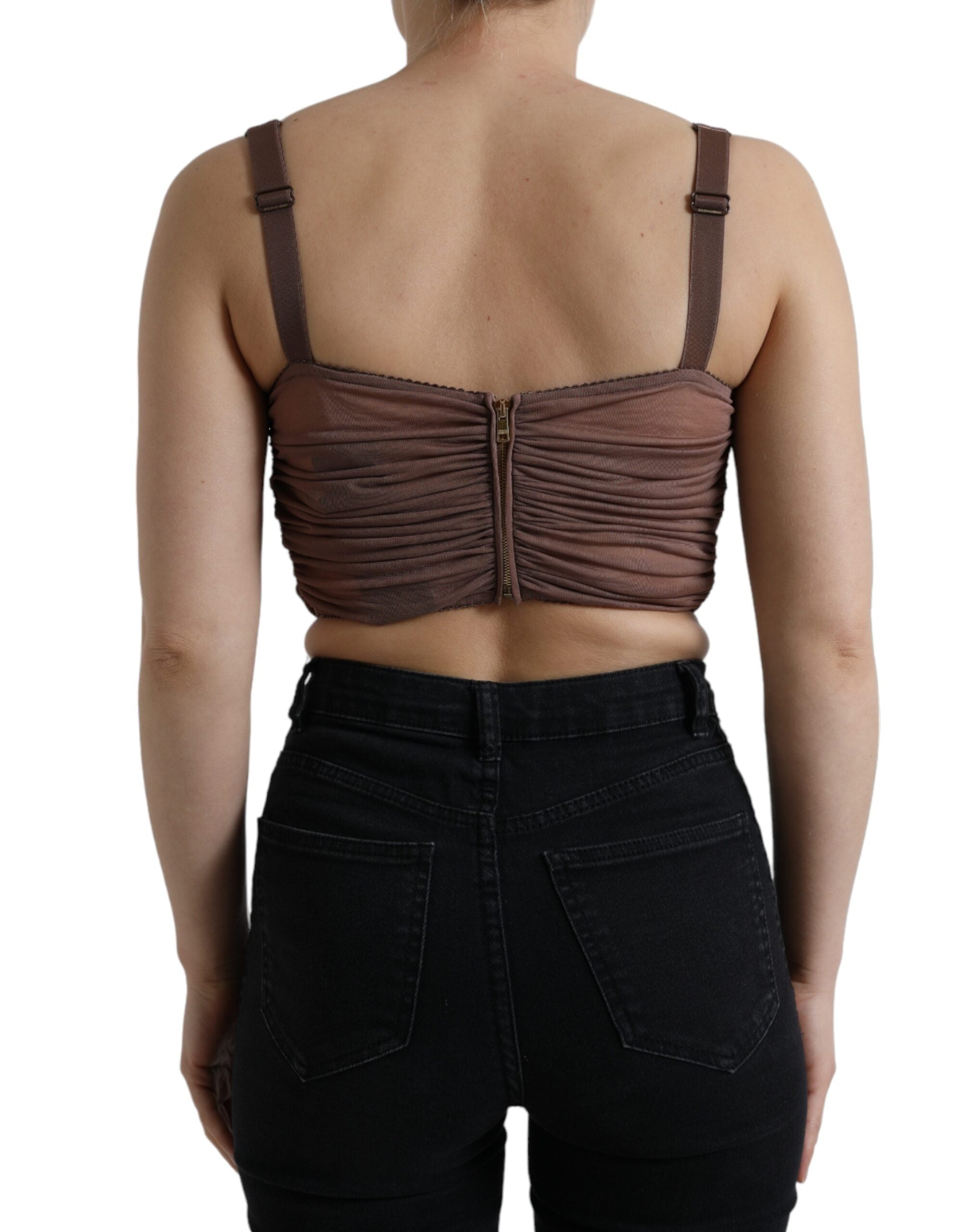 Dolce & Gabbana Brown Viscose Bustier Sleeveless Cropped Top -   -  Dolce & Gabbana. Dolce & Gabbana Brown Viscose Bustier Sleeveless Cropped Top -   -  Dolce & Gabbana.