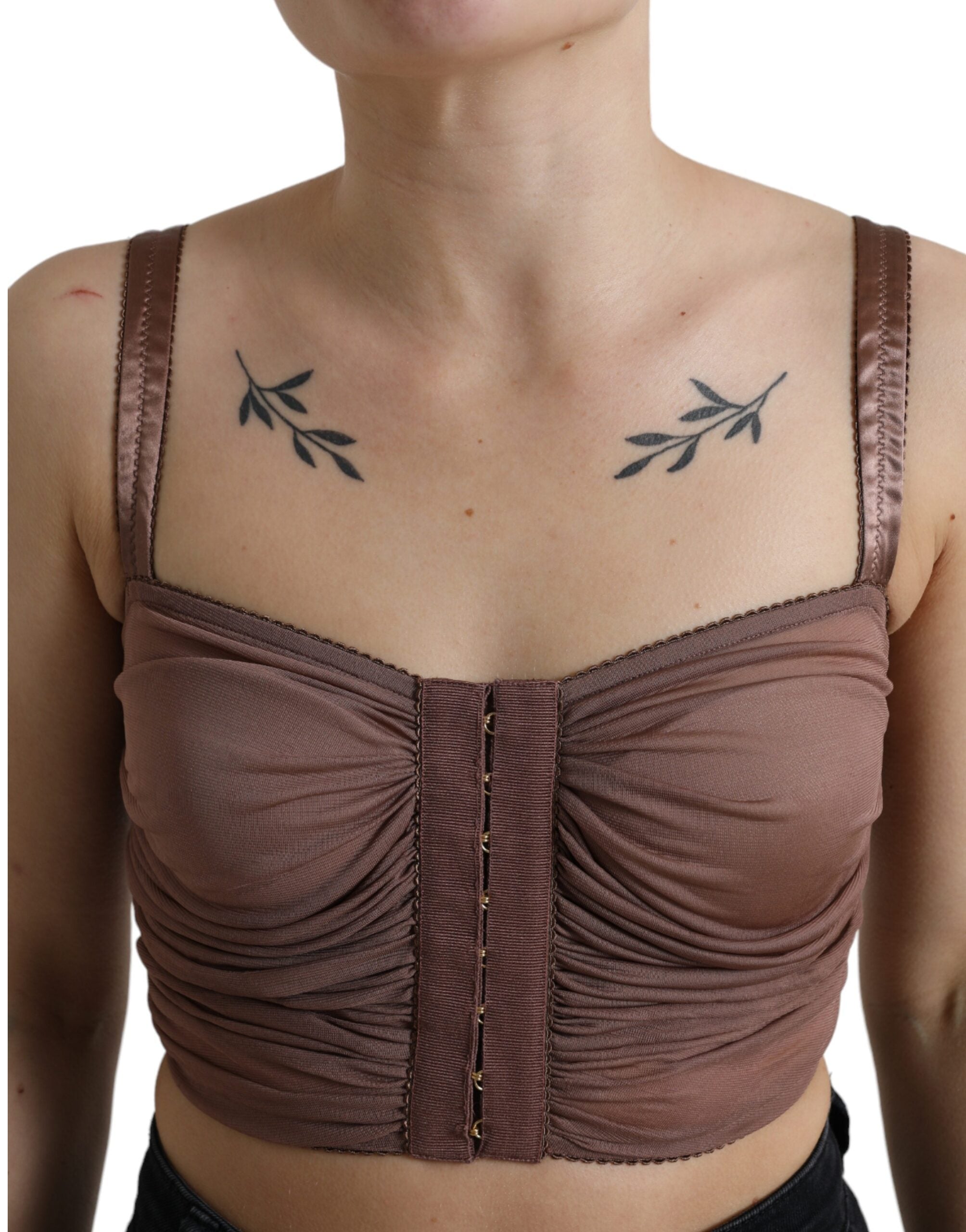 Dolce & Gabbana Brown Viscose Bustier Sleeveless Cropped Top -   -  Dolce & Gabbana. Dolce & Gabbana Brown Viscose Bustier Sleeveless Cropped Top -   -  Dolce & Gabbana.