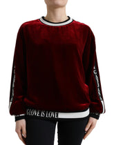 Dolce & Gabbana Bordeaux Velvet Crew Neck Pullover Sweater -   -  Dolce & Gabbana.