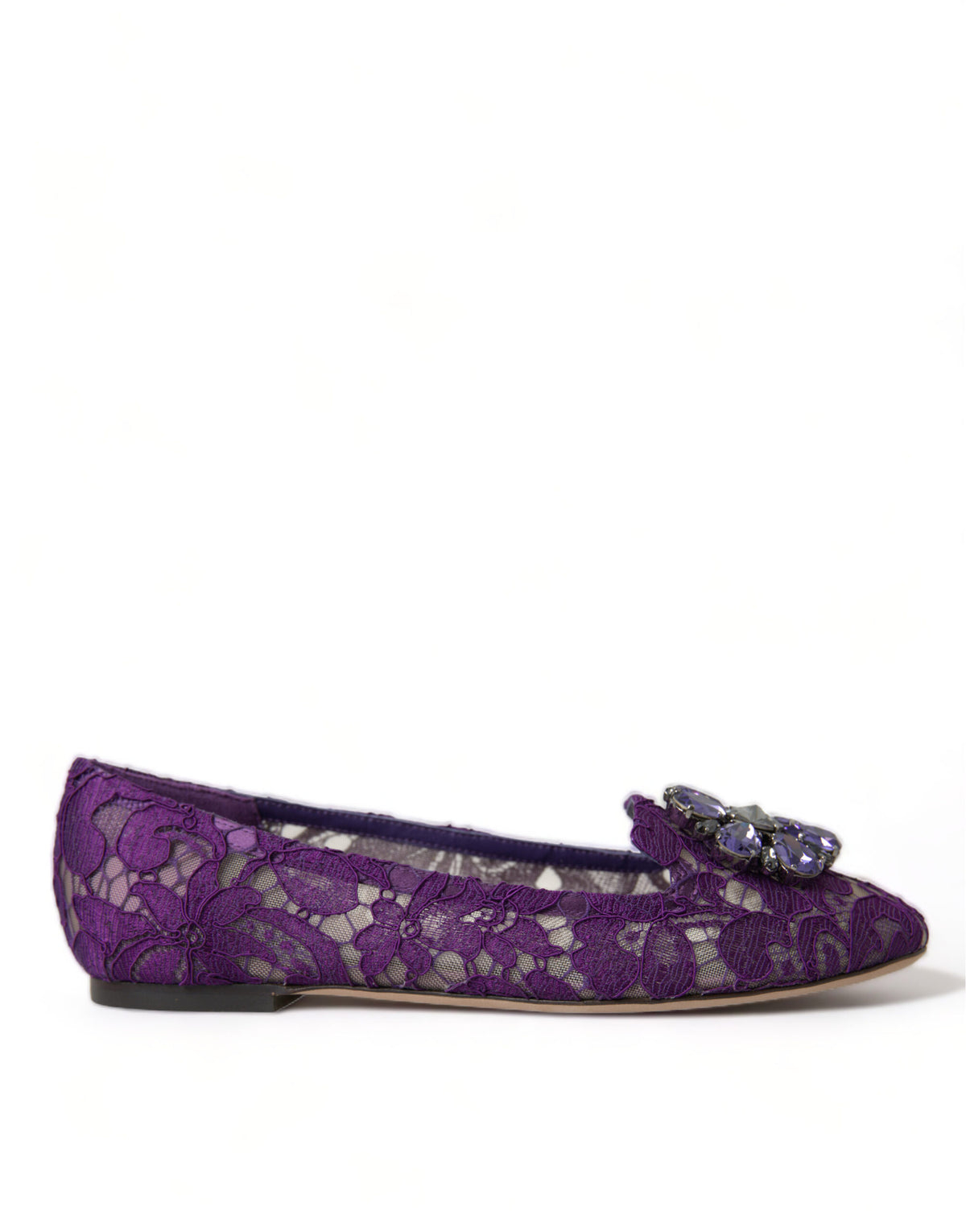 Dolce & Gabbana Purple Vally Taormina Lace Crystals Flats Shoes -   -  Dolce & Gabbana.