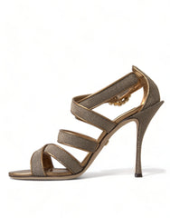Dolce & Gabbana Bronze Crystal Strap Heels Sandals Shoes -   -  Dolce & Gabbana.