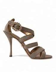 Dolce & Gabbana Bronze Crystal Strap Heels Sandals Shoes -   -  Dolce & Gabbana.