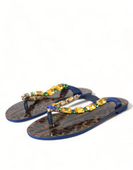 Dolce & Gabbana Blue Crystals Flats Sandals Beachwear Shoes -   -  Dolce & Gabbana.