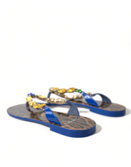 Dolce & Gabbana Blue Crystals Flats Sandals Beachwear Shoes -   -  Dolce & Gabbana.