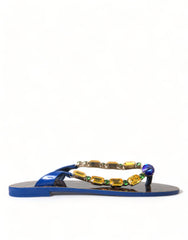 Dolce & Gabbana Blue Crystals Flats Sandals Beachwear Shoes -   -  Dolce & Gabbana.